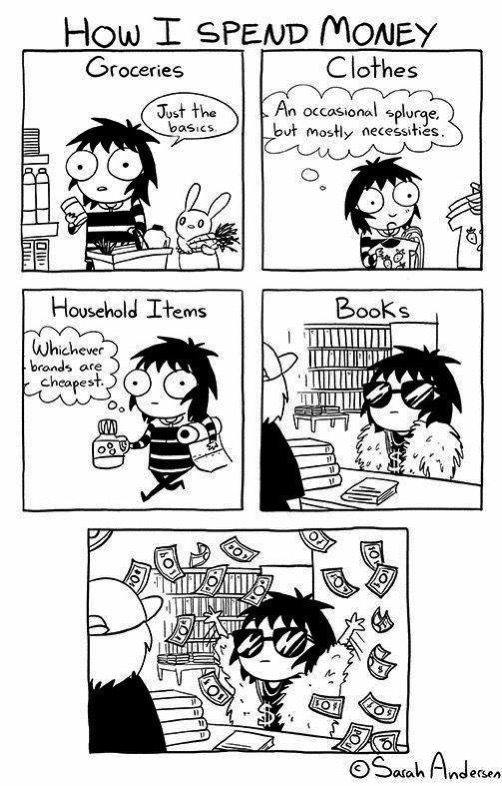 Cartoon  Book buying